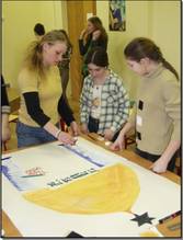 ORT Moscow students preparing Purim decorations